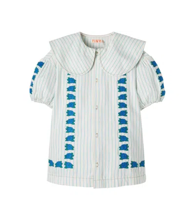 Tinycottons Kids' Blue Flowers Cotton Dress In Multi