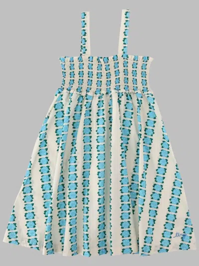 Tinycottons Blue Flowers Strap Dress In White