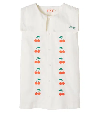 Tinycottons Kids' Cherries Cotton Twill Dress In Multi