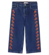 Tinycottons Cherries Embroidered Jeans In Blue