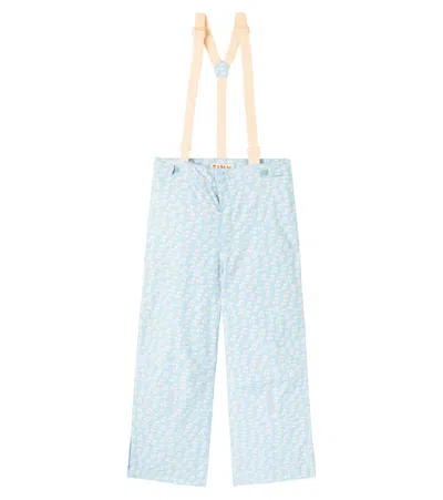 Tinycottons Kids' Cherries Ski Salopettes In Blue
