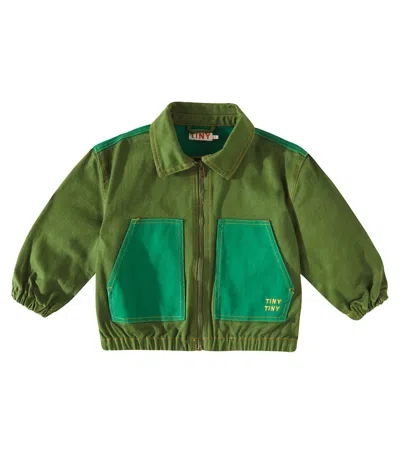 Tinycottons Kids' Colorblocked Cotton Jacket In Green