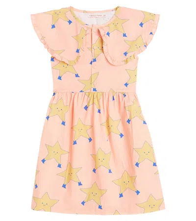 Tinycottons Kids' Dancing Stars Cotton Poplin Dress In Papaya