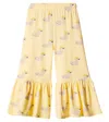 Tinycottons Ducks Ruffled Cotton Pants In Yellow