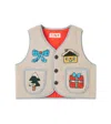 Tinycottons Embroidered Padded Teddy Vest In Neutral