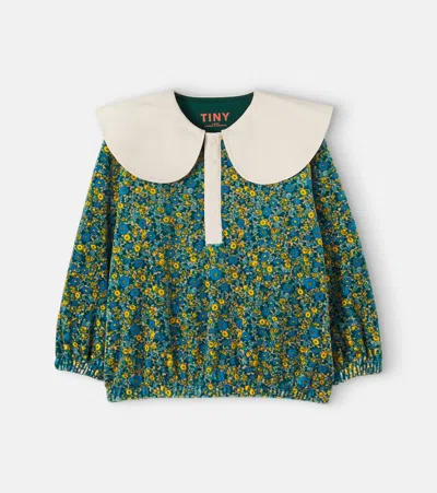 Tinycottons Floral Cotton Velvet Sweatshirt In Multicoloured