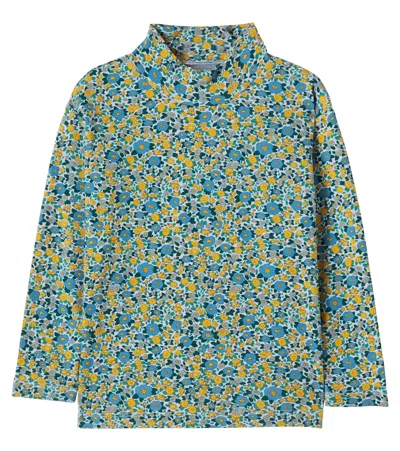 Tinycottons Floral Ribbed-knit Cotton-blend Top In Multicoloured