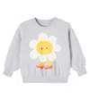 Tinycottons Flower Printed Cotton Jersey Sweatshirt In Gray