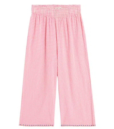 Tinycottons Kids' Gingham Cotton Pants In Pink