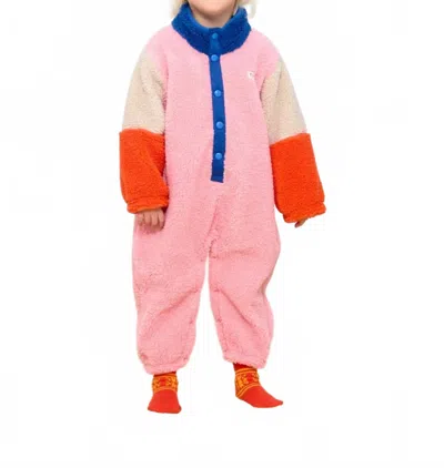 Tinycottons Kid's Polar Sherpa Jumpsuit In Pink Multi