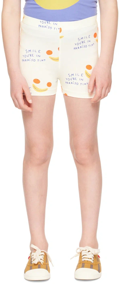 Tinycottons Kids Off-white 'smile' Shorts In 104 Off-white