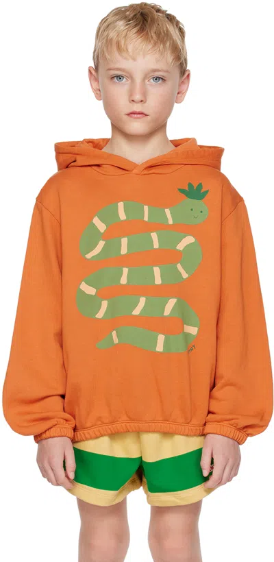 Tinycottons Kids Orange Funky Snake Hoodie In L05 Brown