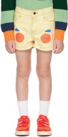 Tinycottons Kids Yellow Tiny Apple Denim Shorts In J13 Pastel Yellow