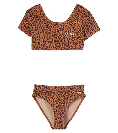 Tinycottons Kids' Leopard-print Bikini In Brown