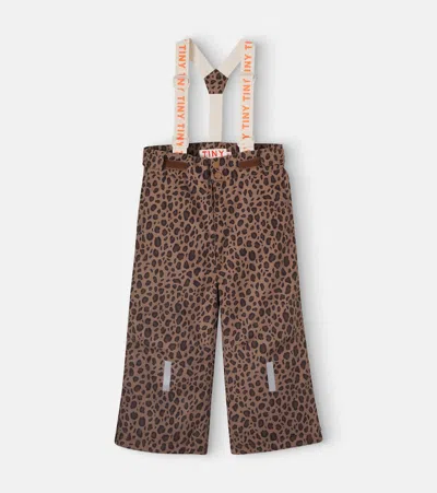 Tinycottons Leopard-print Ski Salopettes In Brown