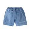 Tinycottons Logo Denim Shorts In Blue