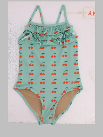 Tinycottons Mini Cherries Swimsuit For Girls In Green