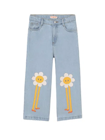 Tinycottons Mini Daisies Unisex Jeans For Kids In Blue