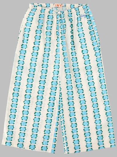 Tinycottons Mini Floral Print Trousers For Girls In White