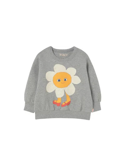Tinycottons Mini Flower Kids T-shirt In Grey