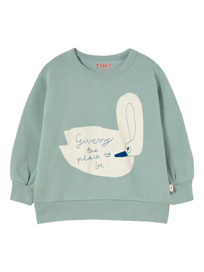 Tinycottons Mini Swan Graphic Sweatshirt For Girls In Grey