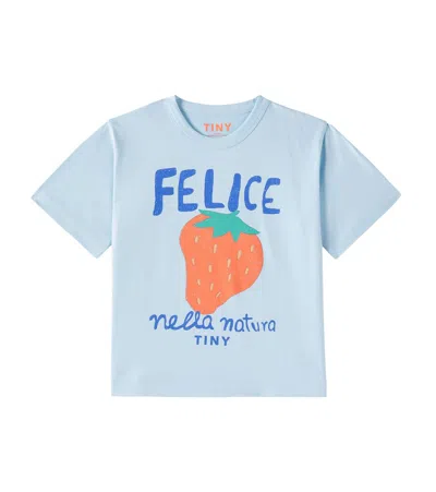 Tinycottons Kids' Nella Natura Cotton Jersey T-shirt In Blue