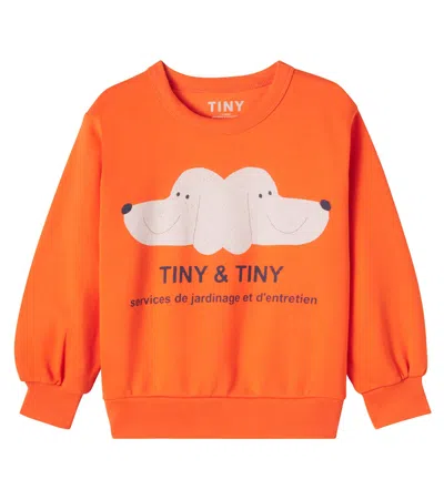 Tinycottons Kids' Printed Cotton Jersey Sweatshirt In Orange