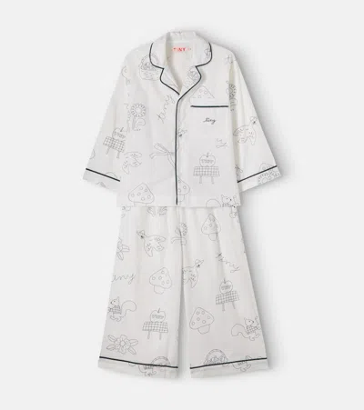 Tinycottons Printed Cotton Pajamas In White