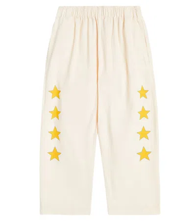 Tinycottons Kids' Stars Cotton Twill Barrel-leg Pants In Neutrals