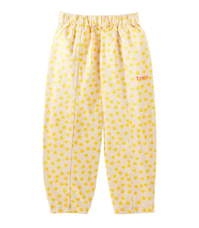 Tinycottons Kids' Stars Printed Cotton Twill Barrel-leg Pants In White