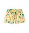 Tinycottons Strawberries Printed Scalloped Cotton Shorts In Yellow