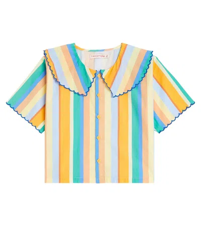Tinycottons Kids' Striped Cotton Poplin Shirt In Multicoloured