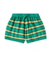 Tinycottons Striped Cotton Shorts In Green
