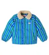 Tinycottons Striped Faux Shearling-trimmed Jacket In Blue