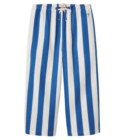 Tinycottons Kids' Striped Linen And Cotton Wide-leg Pants In Multi