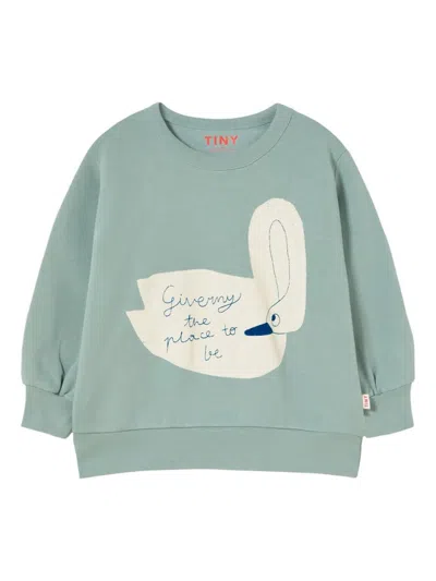 Tinycottons Kids' Swan Graphic Sweatshirt In Green