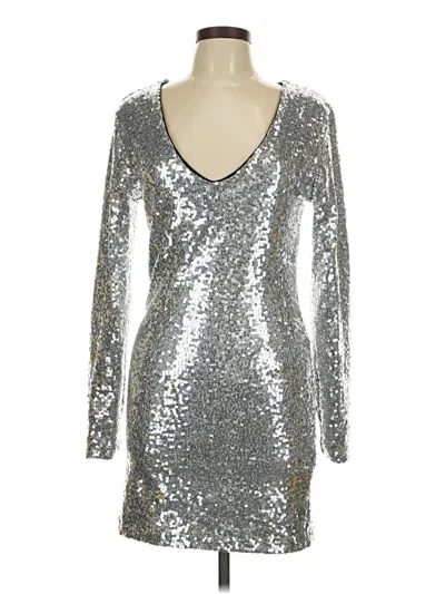 Pre-owned Tipsy Elves Cocktail Dress In Silver