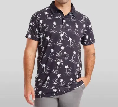 Tipsy Elves Men's Palm Tree Golf Polo Shirt In Monochrome Moonlight In Multi