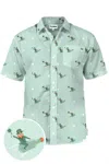 Tipsy Elves Men's St. Patrick's Day Hawaiian Shirt In Leprechaun Liftoff In Blue