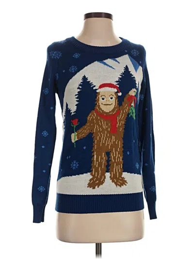 Pre-owned Tipsy Elves Pullover Sweater In Blue