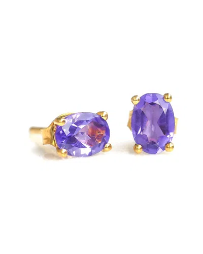 Tiramisu 10k 1.42 Ct. Tw. Amethyst Studs In Blue