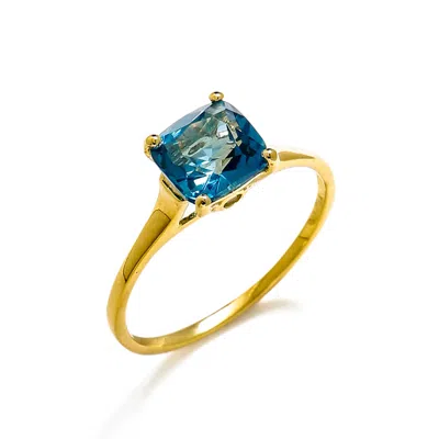 Tiramisu 10k Yellow Gold London Blue Topaz Solitaire Ring