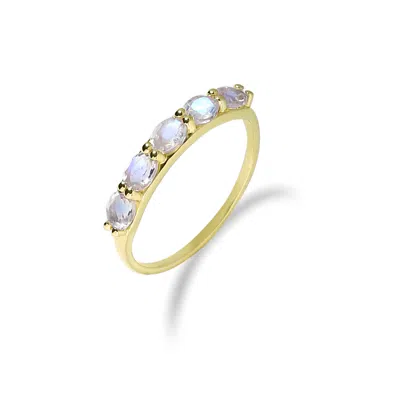 Tiramisu 10k Yellow Gold Rainbow Moonstone Solitaire Ring In Blue