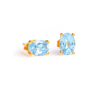 Tiramisu 10k Yellow Gold Sky Blue Topaz Post Earring