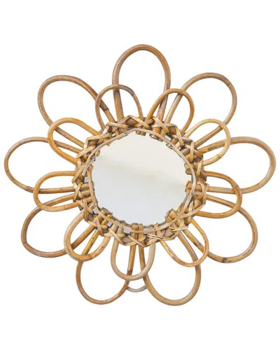 Tiramisu 12in Rattan Cane Flower Wall Mirror