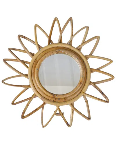 Tiramisu 12in Round Handmade Flower Rattan Cane Wall Mirror