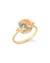 Tiramisu 14k Gold Plated Over 925 Sterling Silver Spiny Oyster Turquoise Ring In Gold