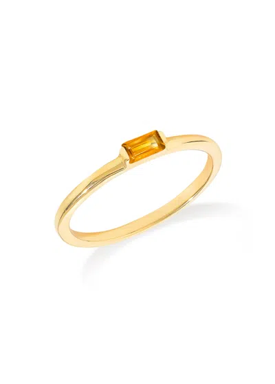 Tiramisu 14k Gold Plated Over 925 Sterling Silver Baguette Blush Madeira Citrine Ring