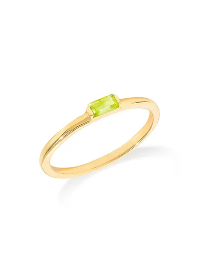 Tiramisu 14k Gold Plated Over 925 Sterling Silver Baguette Blush Peridot Ring In Green