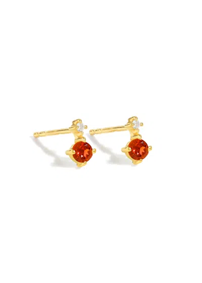 Tiramisu 14k Gold Plated Over 925 Sterling Silver Crimson Clarity Garnet Studs Earring
